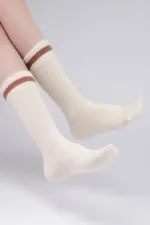 Mısırlı Kadın Soft Peluş Termal Tekli Soket Çorap Ekru