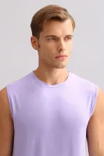 Débardeur/T-shirt de sport violet à col rond, coupe classique, en bambou égyptien Zeus Luxury