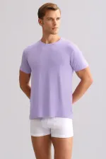 Débardeur/T-shirt de luxe en bambou égyptien Zeus, coupe classique, col rond, violet