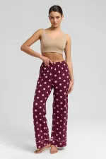 Mısırlı Women's Modal Polka Dot Pajama Set Burgundy