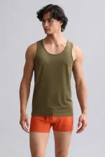 Mısırlı BAMBOO HERCULES Slim Fit Basic Tank Top Dark Khaki