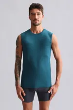 Mısırlı Modal By TENCEL HERCULES Slim Fit Bisiklet Yaka Sporcu Atlet / T-Shirt Fit Green