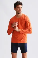 Mısırlı Modal By TENCEL HERCULES Slim Fit V-Neck Long Sleeve Undershirt/T-Shirt Rust Red