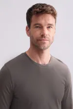 Ensemble pyjama à manches longues pour homme, en mélange modal et coton, marron, d'origine égyptienne