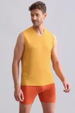 Mısırlı BAMBU ZEUS Regular Fit V Yaka Sporcu Atlet / T-Shirt Hardal