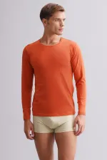 Mısırlı Modal By TENCEL HERCULES Slim Fit Bisiklet Yaka Uzun Kollu Fanila / T-Shirt Pas Kırmızı