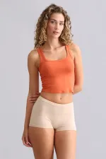 Mısırlı Modal By TENCEL U HELEN Kalın Askılı Crop / T-Shirt Pas Kırmızı