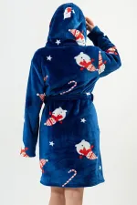 Robe de Noël en peluche bleu marine, motif femme égyptienne
