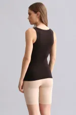 Mısırlı Modal By TENCEL U HELEN Thick Strap Long T-Shirt / Tank Top Brown