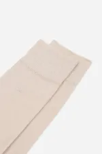 Mısırlı Erkek Merserize Tekli Nakışlı Süper İnce Soket Çorap Bej