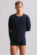 Mısırlı Modal By TENCEL HERCULES Slim Fit Bisiklet Yaka Uzun Kollu Fanila / T-Shirt Lacivert