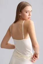 Modal By TENCEL SARAH Mısırlı Thin Strap Tank Top, Ecru