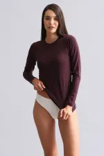 Débardeur/sweat-shirt à manches longues et col rond en modal égyptien TENCEL BRITT violet