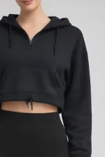Mısırlı Yarım Fermuarlı Kapüşonlu Orta Sweatshirt Antrasit Mısırlı Yarım Fermuarlı Kapüşonlu Orta Sweatshirt Antrasit