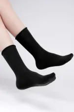 Mısırlı Kadın Organik Pamuklu Havlu Tekli Soket Çorap Siyah