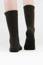 Mısırlı Kadın Kuzu Yünü Tekli Soket Çorap Haki