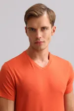 Mısırlı BAMBU ZEUS LUXURY Regular Fit V Yaka Fanila / T-Shirt Pas Kırmızı