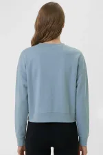 Mısırlı Kadın Modal Karışımlı Crop Sweatshirt Mavi Mısırlı Kadın Modal Karışımlı Crop Sweatshirt Mavi