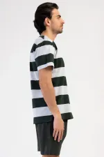 Mısırlı Erkek Pamuklu Kısa Kollu Şort Pijama Takımı Gri Melanj