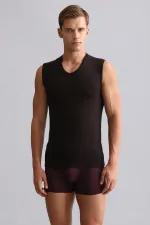 Mısırlı Modal By TENCEL HERCULES Slim Fit V-Neck Athletic Tank Top/T-Shirt Brown