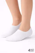 Mısırlı Kadın Pamuklu Süper Fit 4'Lü Sneaker Çorap Beyaz