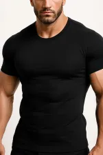 Mısırlı ORGANIC Pamuklu HERCULES Slim Fit Bisiklet Yaka Fanila / T-Shirt Siyah