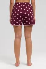 Mısırlı Kadın Modal Puantiyeli İp Askılı Şort Takımı Bordo