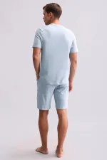 Mısırlı Erkek Bambu V Yaka Tişört Mavi