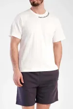 Mısırlı Erkek Pamuklu Kısa Kol Şort Pijama Takımı Beyaz