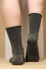 Mısırlı Kadın Bambu Simli Lastikli Soket Çorap Siyah