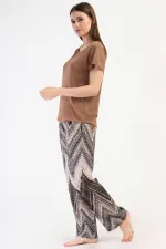 Mısırlı Women's Viscose Short-Sleeved Pajama Set Brown