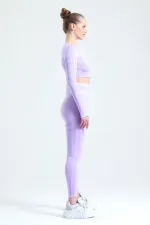 Mısırlı Kadın Kalça Toparlayıcı Çemberli Crop-Tayt Takım Lila