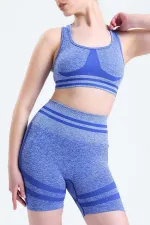 Mısırlı Women's Hip Shaping Bralette-Shorts Leggings Set (Navy Blue)