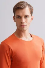 Mısırlı Modal By TENCEL HERCULES Slim Fit Bisiklet Yaka Uzun Kollu Fanila / T-Shirt Pas Kırmızı