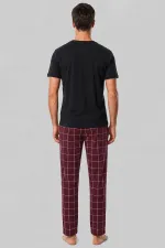 Mısırlı Erkek Pamuk İnce Ekoseli Alt  Pijama Bordo