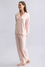 Mısırlı Kadın %100 Pamuk Pijama Takımı Açık Pembe