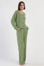 Mısırlı Kadın Kaşkorse Düğmeli Takım Yeşil