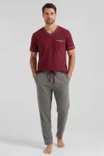 Mısırlı Erkek Pamuk V Yaka Cepli 3 Lü Takım Antrasit/Bordo