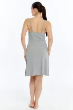 Chemise de nuit égyptienne côtelée à bretelles, gris chiné