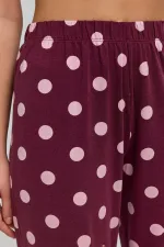 Mısırlı Women's Modal Polka Dot Pajama Set Burgundy