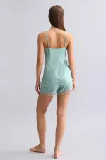 Mısırlı Kadın Bambu Şort Takımı Çağla Yeşili