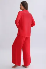 Mısırlı Kadın Bambu Pijama Takımı Kırmızı