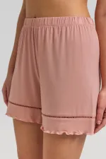 Mısırlı Kadın Örme Askılı Short Takım Somon