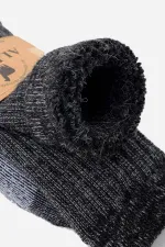 Mısırlı Unisex Alpaka Yünü Havlu Kışlık Soket Çorap Antrasit/Ekru