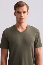 Mısırlı Erkek Modal V Yaka Tişört Haki