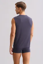 Débardeur/T-shirt de sport ZEUS LUXURY en coton biologique égyptien, coupe classique, col rond, anthracite