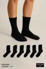 ORGANİK PAMUKLU Kadın Kutulu 6 Çift Soket Çorap Siyah