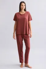 Mısırlı Kadın Bambu Pijama Alt Bordo