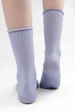 Mısırlı Kadın Bambu Simli Soket Çorap Lila