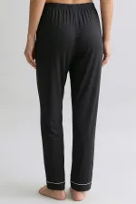 Mısırlı Kadın Bambu Beli Lastikli  Pijama Alt Siyah